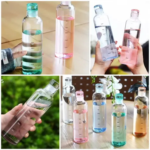 500ML Transparent Plastic Water Bottle with Leakproof Cap