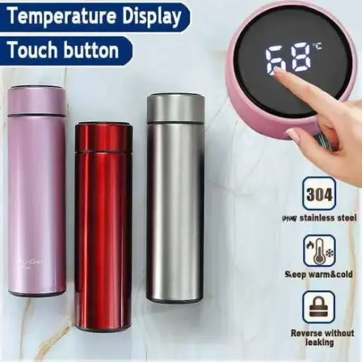 500ml LED Touch Temperature Stainless Steel Water Bottle